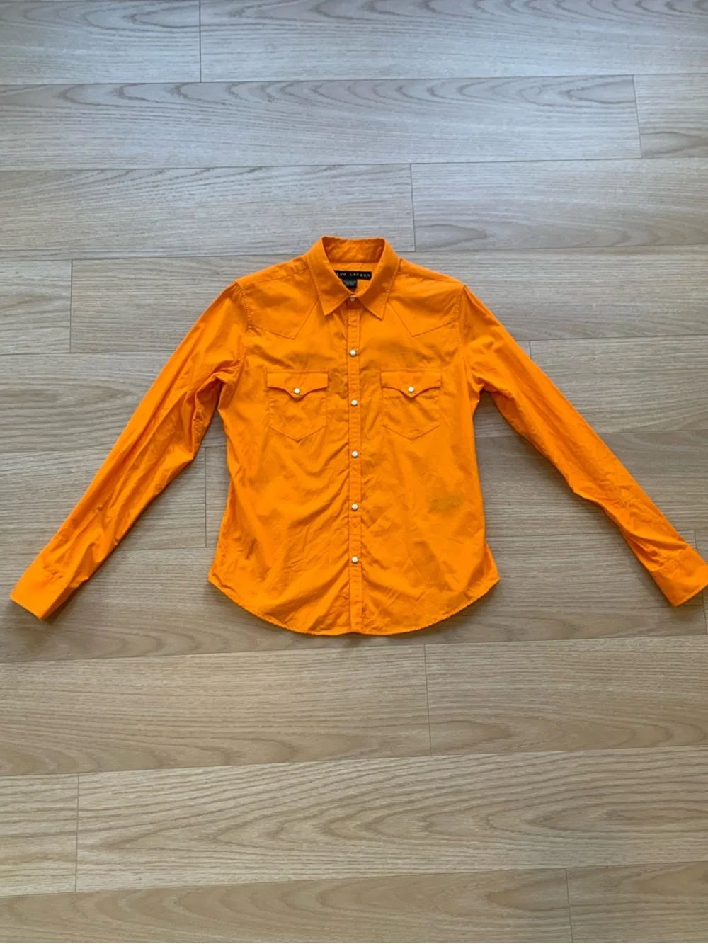 Ralph Lauren Black Label Orange Slim Fit Poplin Western Button Down Shirt Size 6